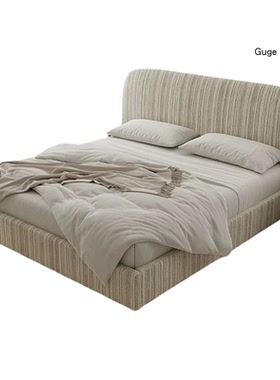 Guge 古格 | 侘软包布艺床现代简约主卧室北欧复古风雪尼尔网红床