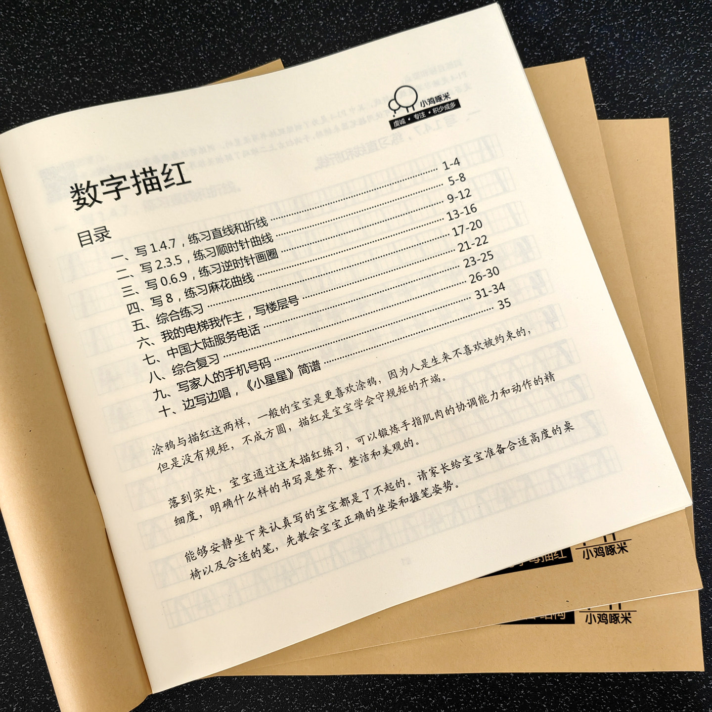 幼儿童小学生0-9数字描红本