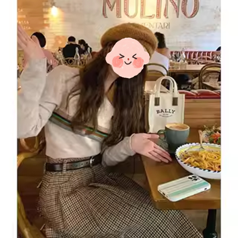 美式复古学院风长裙撞色针