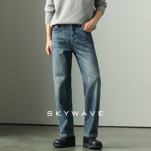 2026新款高端高弹力牛仔裤男士超弹宽松大码通勤直筒裤子加绒长裤