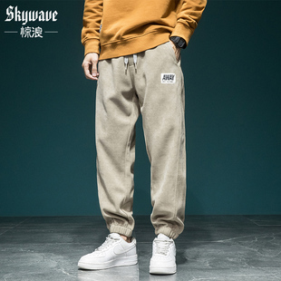 子高级灯芯绒休闲裤 美式 雪尼尔束脚运动裤 男宽松大码 重磅潮牌卫裤