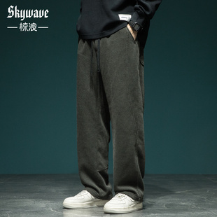 直筒运动裤 胖子高端新款 男宽松大码 舒适软糯430g重磅雪尼尔休闲裤