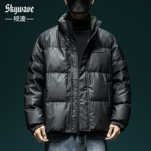 90%白鸭绒皮质羽绒服保暖外套