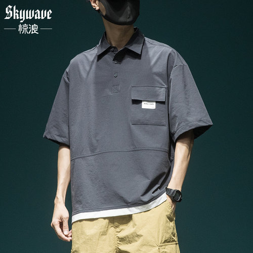 夏季日系休闲短袖假两件POLO
