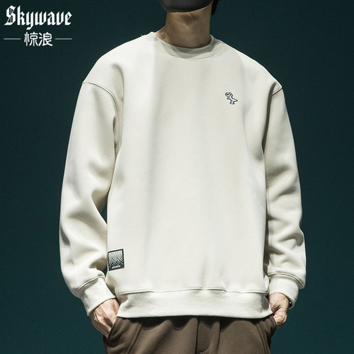 美式潮牌重磅卫衣男圆领套头
