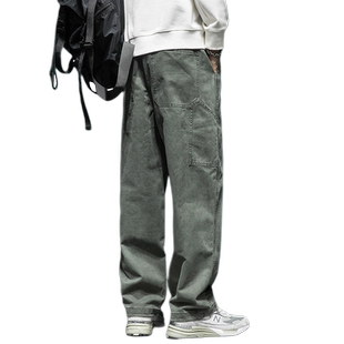 日系cityboy直筒休闲裤男宽松大码工装裤春季胖子运动百搭长裤子