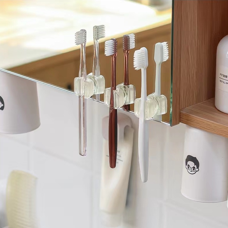 ins牙刷置物架壁挂式免打孔浴室卫生间牙具套装吸盘式镜子置物架