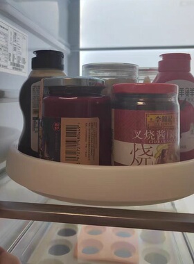 冰箱旋转收纳盘厨房盐酱醋调料品托盘饮料收纳盒置物架旋转盘神器