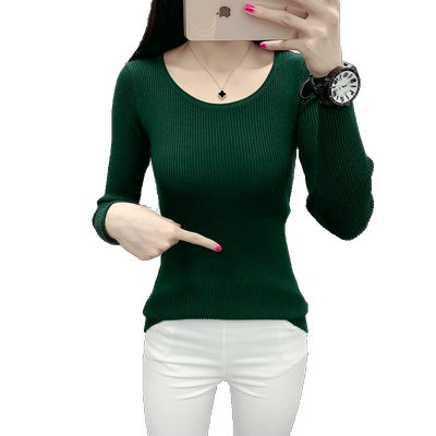 内搭低领紧身显瘦长袖短款打底衫