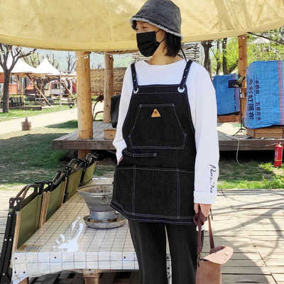咖啡师日式奶茶店厨房牛仔围裙