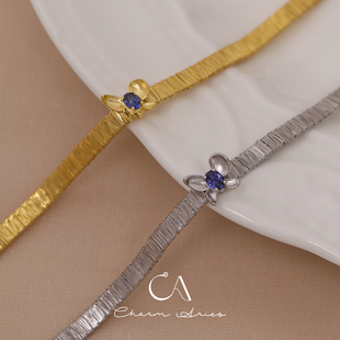 意大利进口工艺金丝手链蝴蝶镶嵌S925纯银镀金欧美小众轻奢高级感