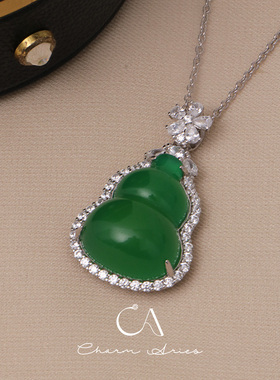 绿玉髓S925纯银锁骨链女复古项链