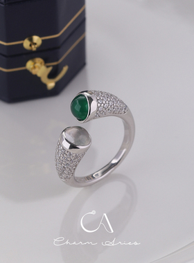 情侣纯银新中式轻奢珠宝戒指