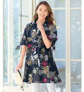 型宽松凉爽 版 后束腰长罩衫 日单女装 手感很好 大码 丝棉衬衫