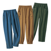 日单大码 紧实细腻灯芯绒松紧腰萝卜锥形裤 女装 加薄绒休闲裤