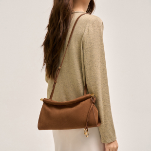 红谷女包新款单肩包腋下包小众反绒皮真皮斜挎包气质轻奢腋下包女