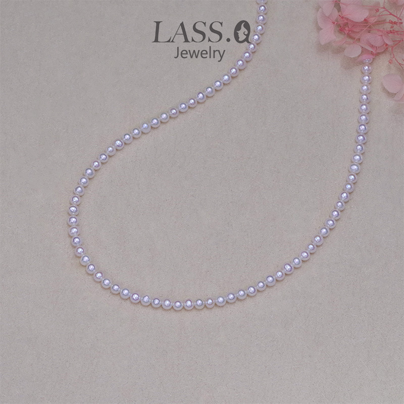 LASSQ18K金彩凛珍珠项链近圆极光