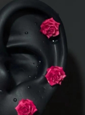 谁看了不心动Lively Grace红色玫瑰蝴蝶结耳钉轻奢时尚耳饰山茶花