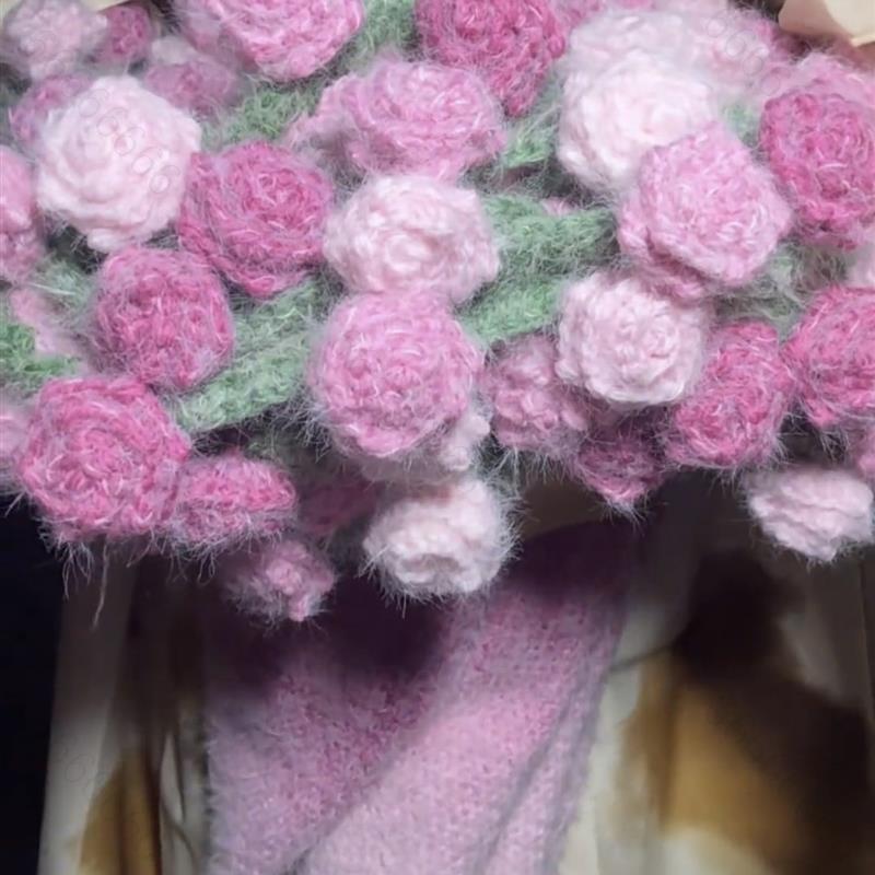 花束毯子鲜花毯子材料包钩织线材包渐变蛋糕线diy手工编织带教程