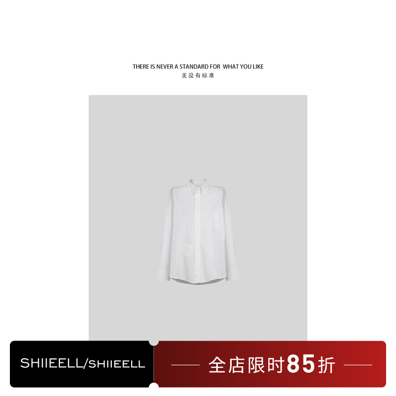 姣爷 SHIIEELL白色长袖衬衫女秋季气质休闲薄款衬衣 Z6276