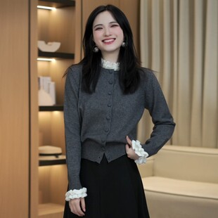 2026时尚新款气木耳领针织衫秋冬打底衫休闲风毛针织衫上衣女长袖