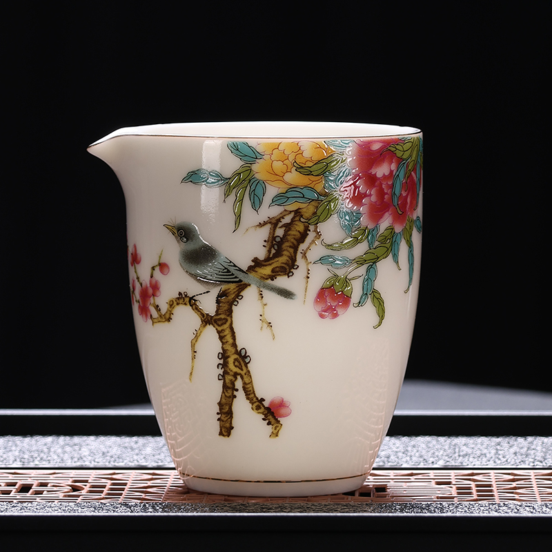 羊脂玉瓷功夫茶具套装家用白瓷盖碗公道杯高端三才盖带盖茶碗家用