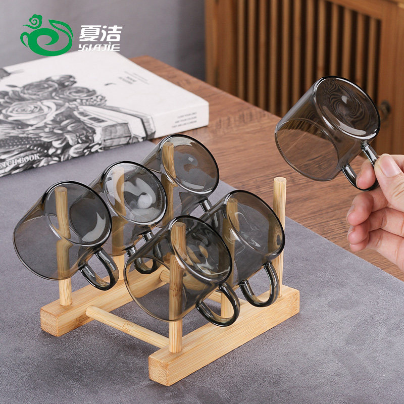 夏洁透明玻璃茶杯套装家用简约水杯收纳架组合装实用型品茗杯子,餐饮具,茶杯,淘宝优惠券,粉丝福利购,淘宝优惠卷