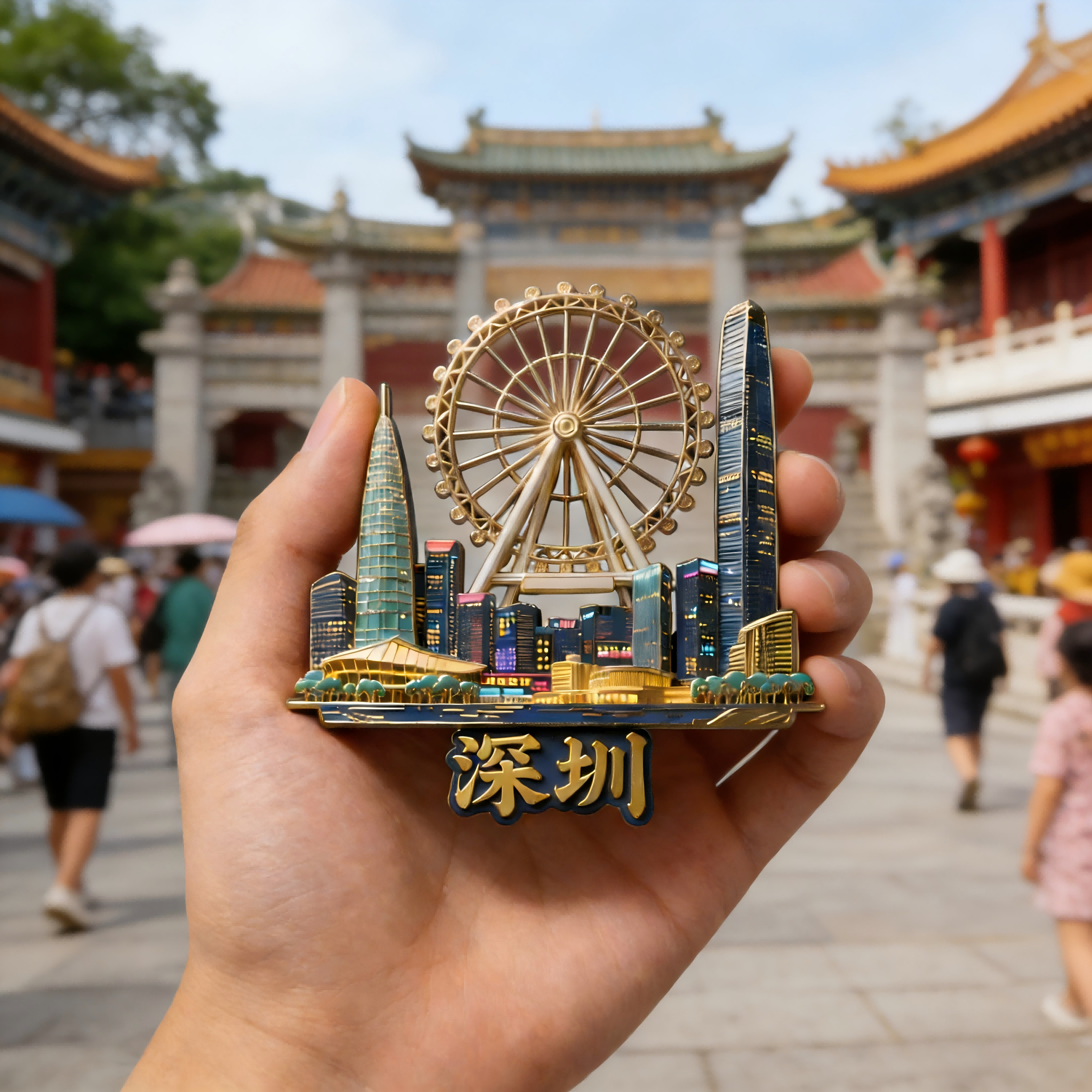深圳文创摩天轮金属浮雕冰箱贴