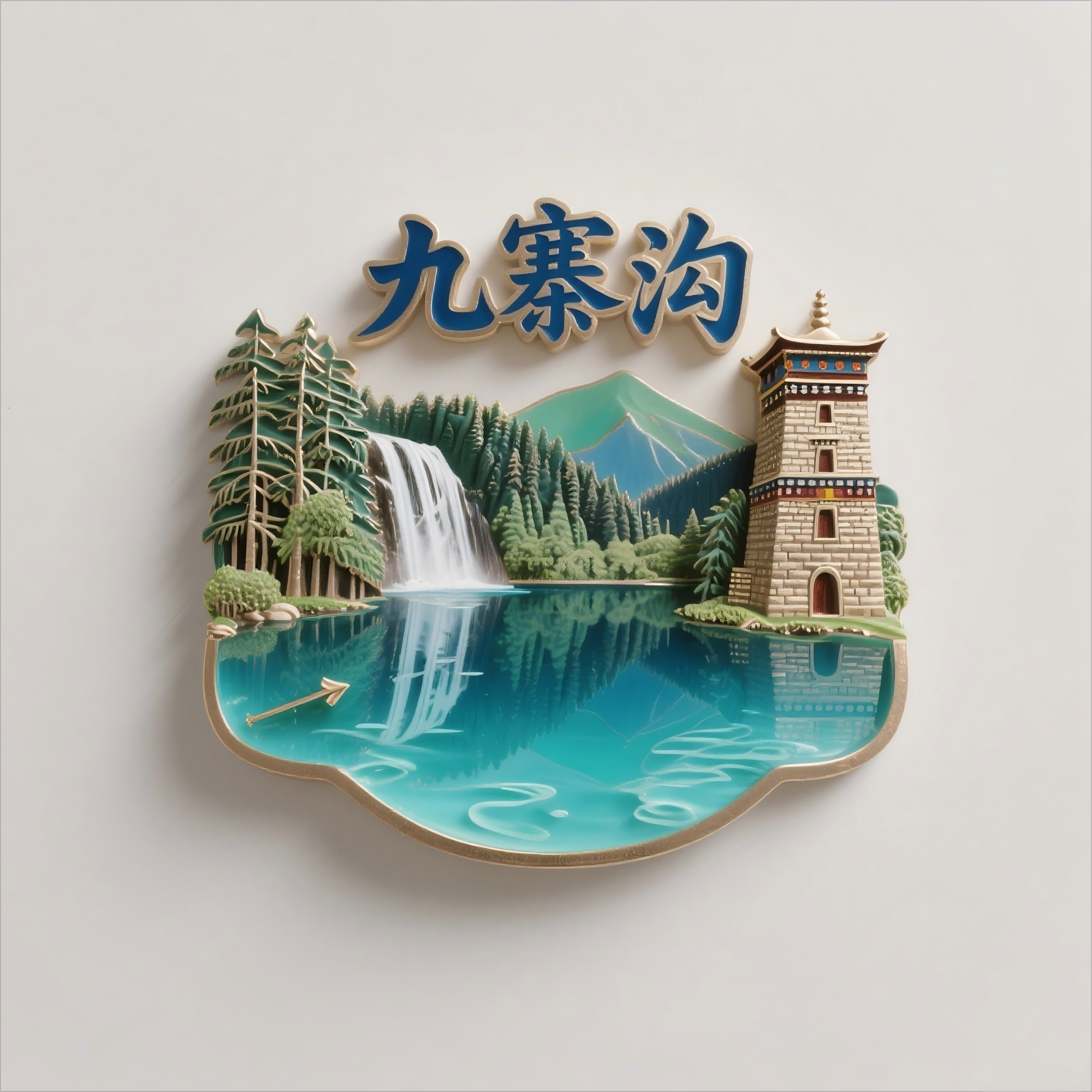 九寨沟金属冰箱贴旅游景点