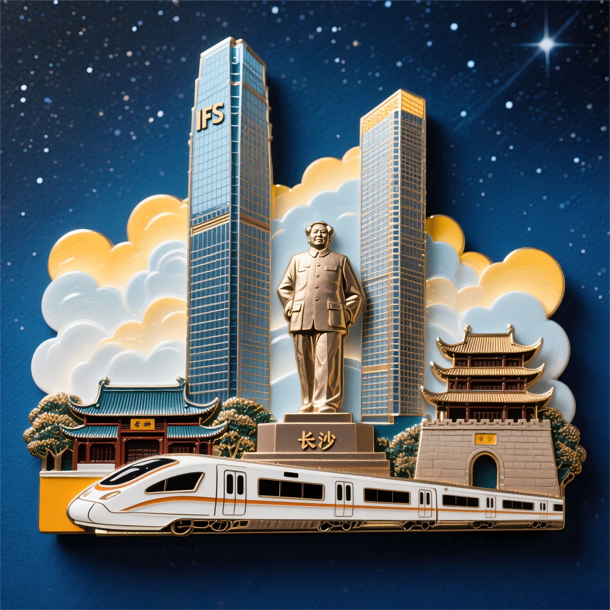 长沙纪念碑金属冰箱橘子洲高铁