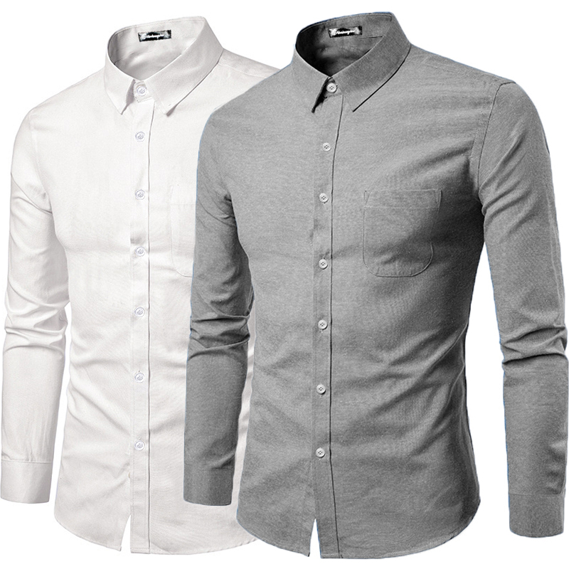 衬衫Mens Formal Shirts Men Long Sleeve Slim Fit Casual Shirt