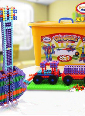 拼装搭益智光华竹节棍积木男孩女孩346岁+大颗粒PLAYSTIX儿童玩具