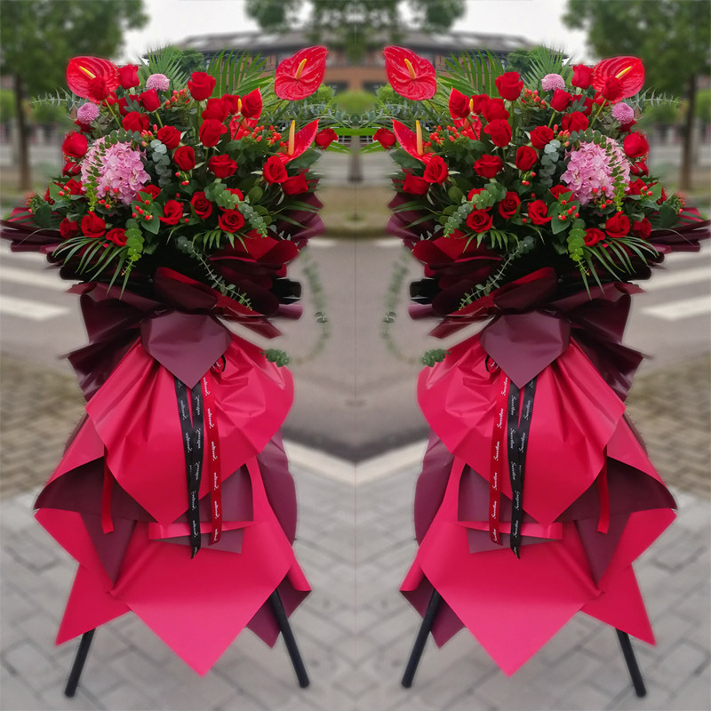 红玫瑰开业花篮开业鲜花上海同城速递花店乔迁花篮搬家花篮公司