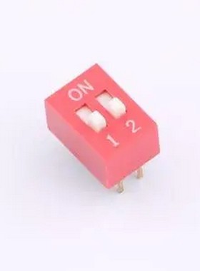 TA-02 拨码开关红色02P-180度2PIN间距2.54mm立式直插正拨平拨2位