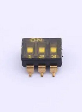 YDC03LS2 3位贴片低拨键贴膜,黑色2.54MM拨码开关 SMD,P=2.54mm