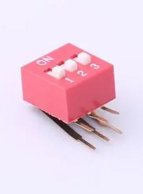 TM-03 拨码开关红色03P-90度插脚3PIN间距2.54mm立式侧插侧拨3位D