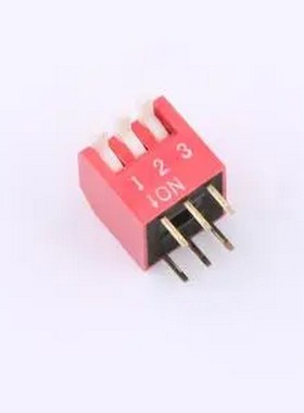 TE-03 拨码开关红色03P-180度3PIN间距2.54mm立式直插侧拨琴键式3