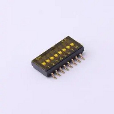 DSHP08TSGER 1.27mm 8位贴片拨码开关(S脚) SMD,P=1.27mm 拨码开