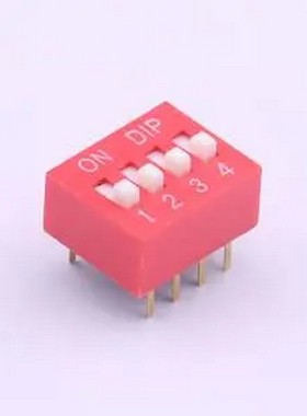 TA-04 拨码开关红色04P-180度4PIN间距2.54mm立式直插正拨平拨4位