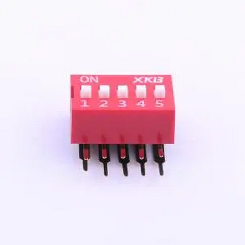 DA-05RP 间距2.54mm 平拨,凸起式 5位拨码开关 插件,P=2.54mm 拨