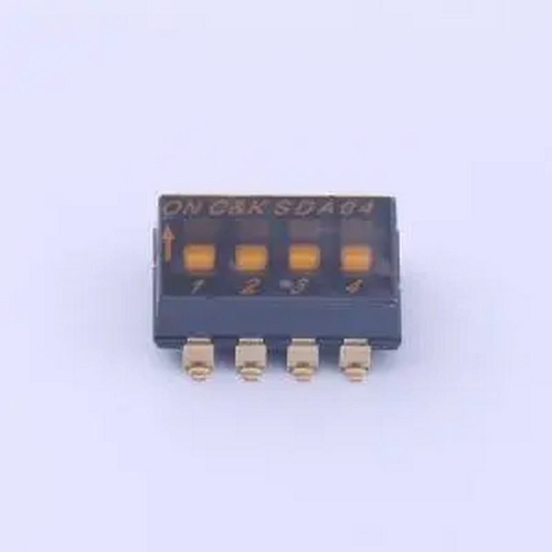 SDA04H0SBR 间距2.54mm 平拨,凹槽式 4位拨码开关 SMD,P=2.54mm