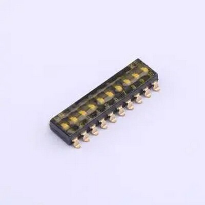 DSIC10TSGET 2.54mm 10位贴片平柄贴膜拨码开关 SMD,P=2.54mm 拨