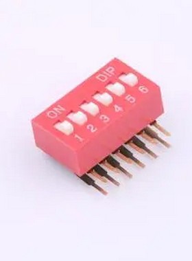 DA-06-R 拨码开关2.54mm间距,弯脚90度侧插 红色 6PIN/位 高推 插