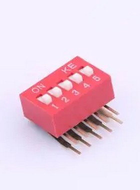 DSDA05LHGETR 2.54mm 宽体红色5位弯脚90°拨码开关 插件,P=2.54m