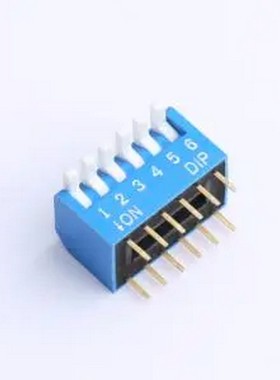 DL-06LT 2.54mm间距 6位 琴键式 直插侧拨长柄 蓝色 拨码开关 插