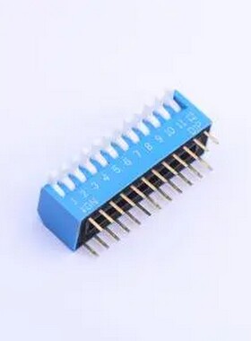 TE-12R 拨码开关蓝色12P-180度10PIN间距2.54mm立式直插侧拨琴键