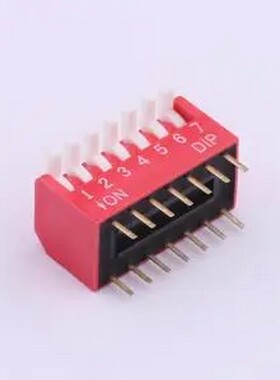 TE-07 拨码开关红色07P-180度7PIN间距2.54mm立式直插侧拨琴键式7