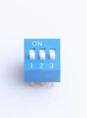 DR-03LT 2.54mm间距 3位 琴键式 直插平拨凸柄 蓝色 拨码开关 插