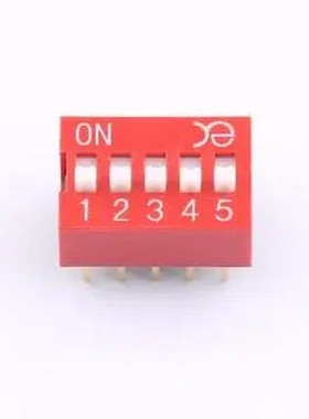 DSWB05LHGET 2.54mm 红色宽体5位顶拨插件 插件,P=2.54mm 拨码开