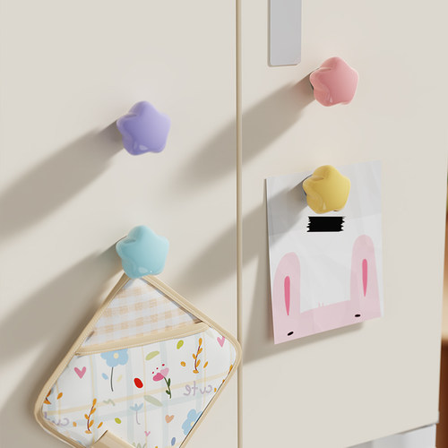 磁吸挂钩免打孔可爱星星多巴胺冰箱贴入户门洞洞板磁铁装饰挂钩